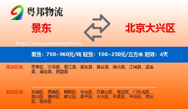 景东到大兴区物流专线名片
