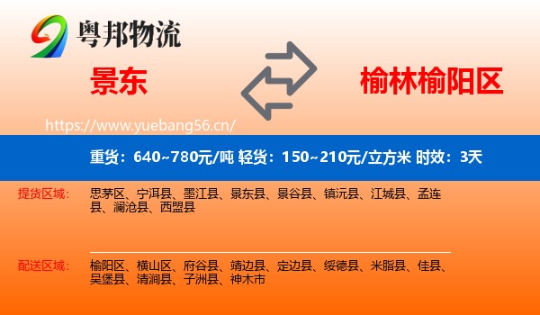 景东到榆阳区物流 景东到榆阳区物流专线名片
