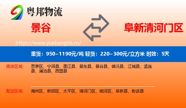 景谷到清河门区物流专线名片