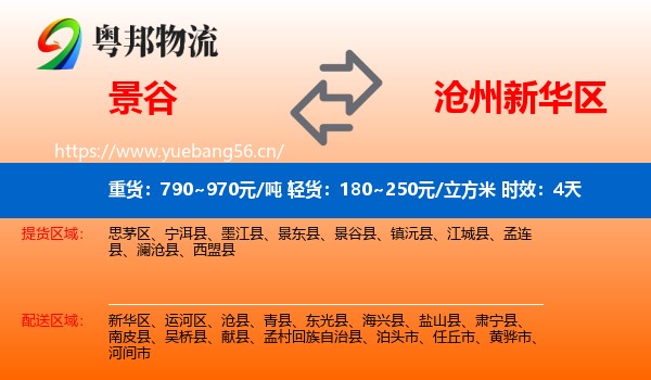 景谷到新华区物流专线名片