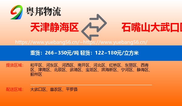 天津静海区到大武口区物流