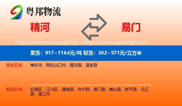 精河到易门县物流