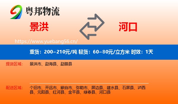景洪到河口县物流专线名片