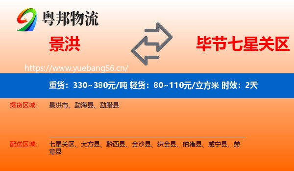 景洪到七星关区物流专线名片