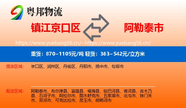 镇江京口区到阿勒泰市物流