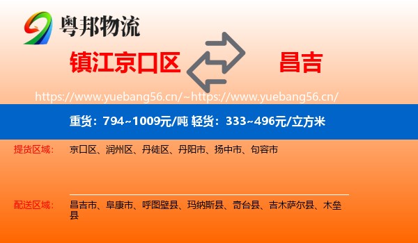 镇江京口区到昌吉物流