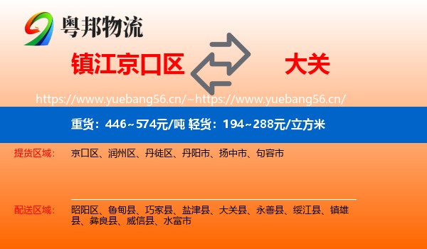 镇江京口区到大关县物流