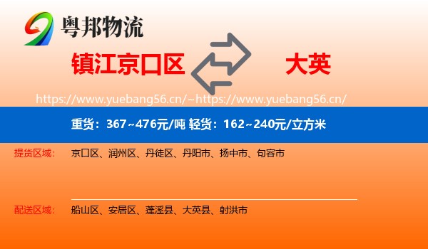 镇江京口区到大英县物流