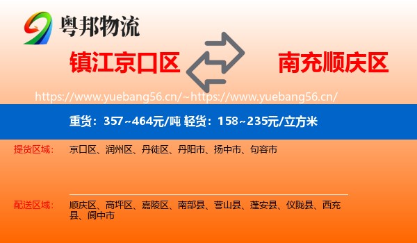 镇江京口区到顺庆区物流