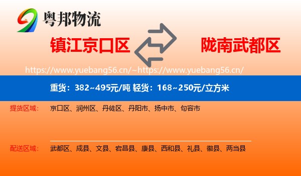 镇江京口区到武都区物流