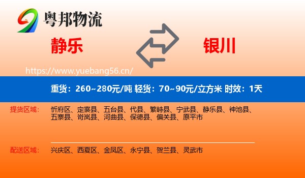 静乐到银川物流专线名片