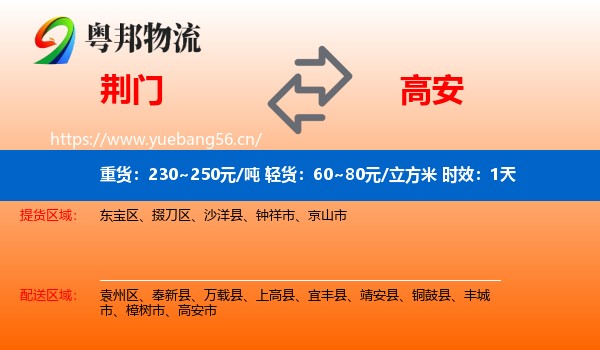 荆门到高安市物流专线名片