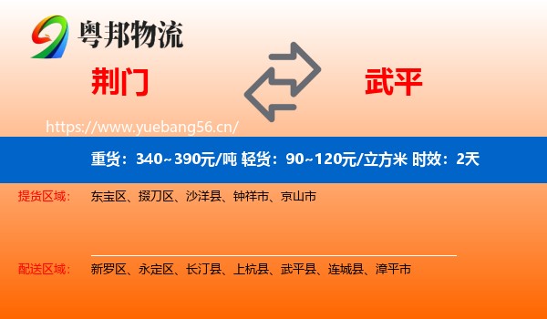 荆门到武平县物流专线名片