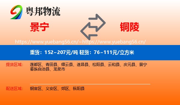 景宁到铜陵物流