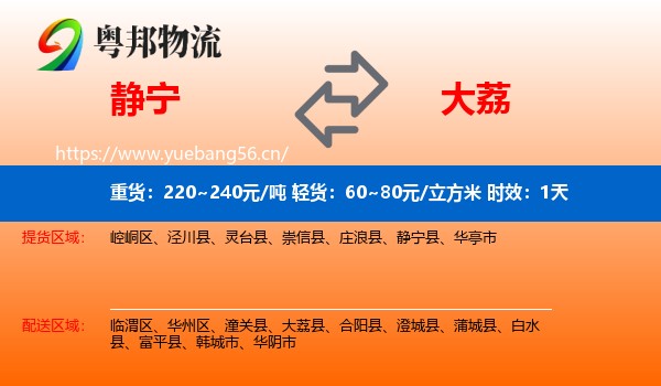 静宁到大荔县物流专线名片