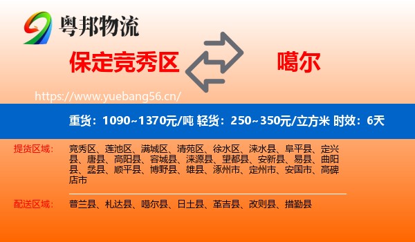 保定竞秀区到噶尔县物流专线名片