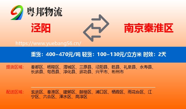 泾阳到秦淮区物流专线名片