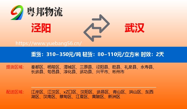 泾阳到武汉物流专线名片