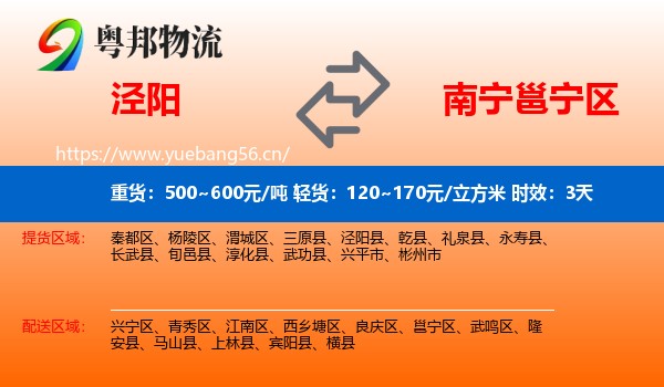 泾阳到邕宁区物流专线名片