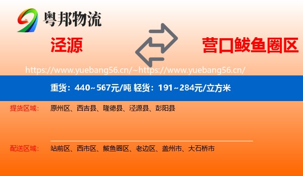 泾源到鲅鱼圈区物流