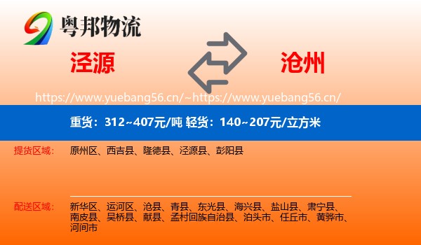 泾源到沧州物流