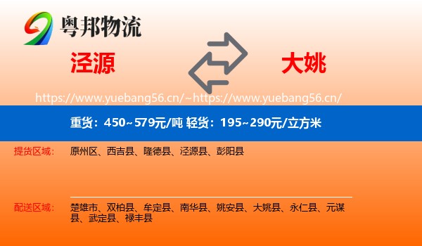 泾源到大姚县物流