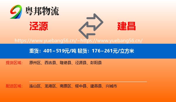 泾源到建昌县物流