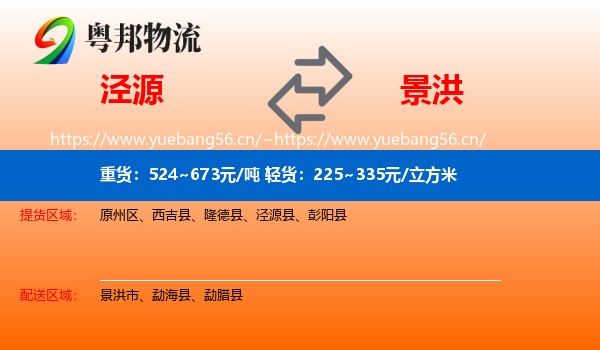 泾源到景洪市物流
