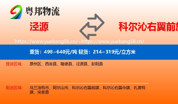 泾源到科尔沁右翼前旗物流