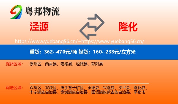 泾源到隆化县物流