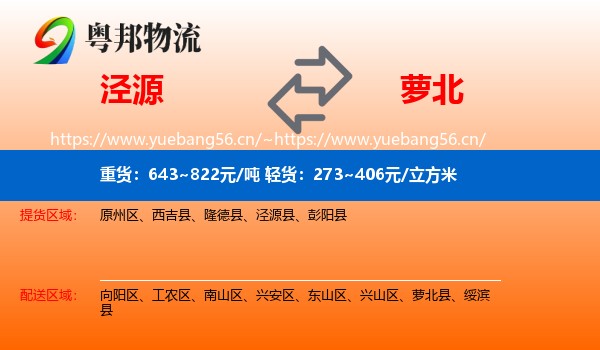 泾源到萝北县物流