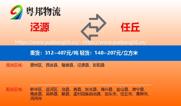 泾源到任丘市物流