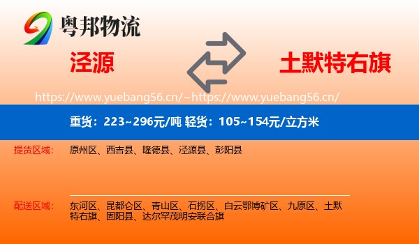 泾源到土默特右旗物流