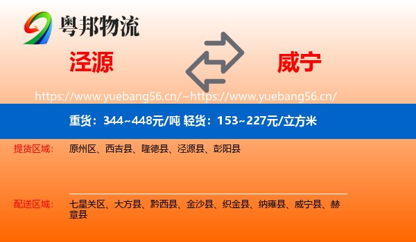 泾源到威宁县物流
