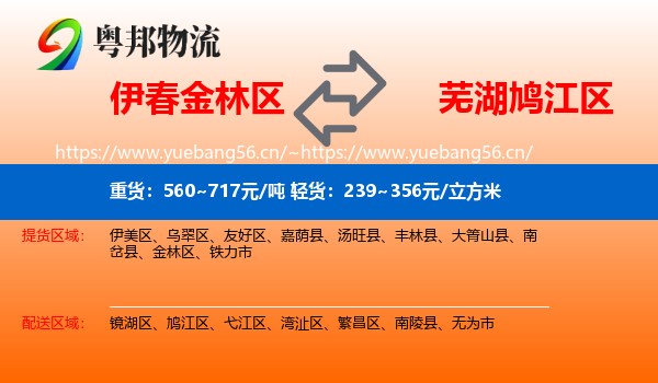 伊春金林区到鸠江区物流