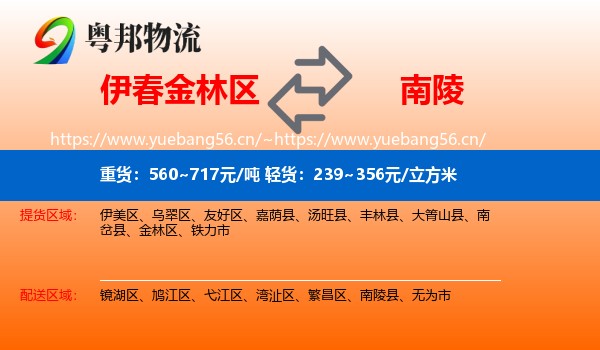 伊春金林区到南陵县物流