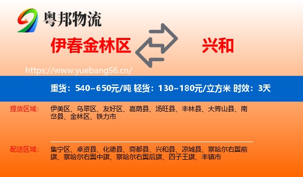 伊春金林区到兴和县物流专线名片