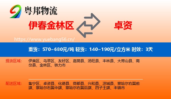 伊春金林区到卓资县物流专线名片
