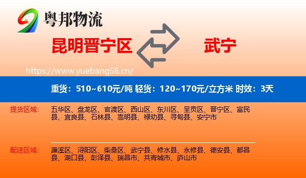 昆明晋宁区到武宁县物流专线名片