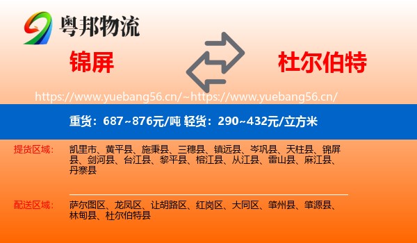 锦屏到杜尔伯特县物流