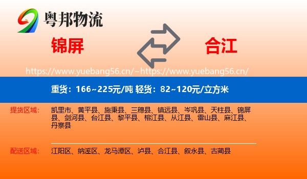锦屏到合江县物流