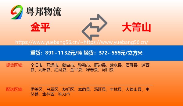 金平到大箐山县物流