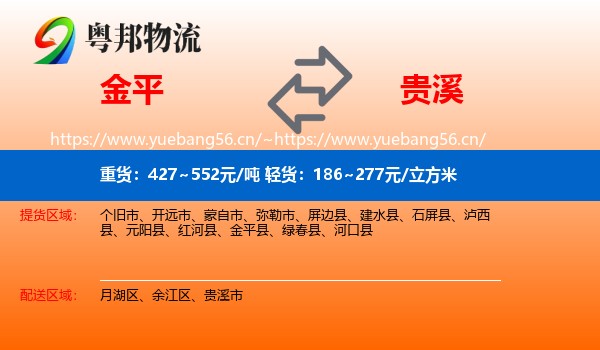 金平到贵溪市物流