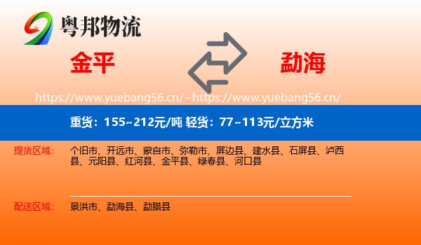 金平到勐海县物流