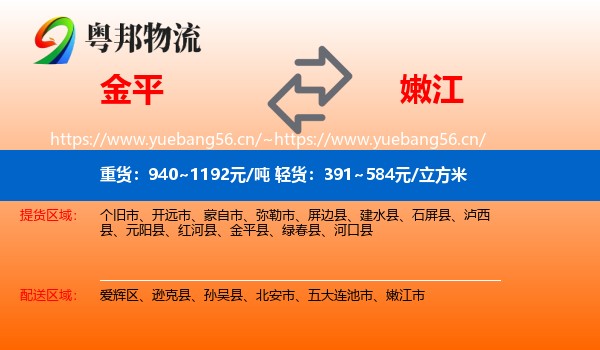 金平到嫩江市物流