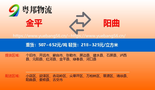 金平到阳曲县物流
