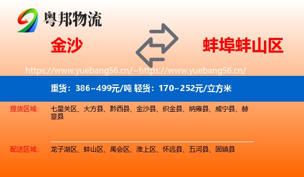 金沙到蚌山区物流