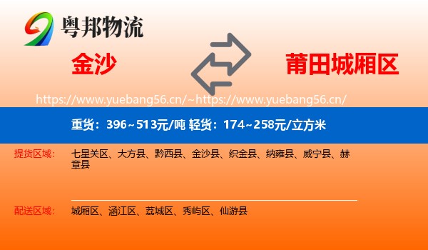 金沙到城厢区物流