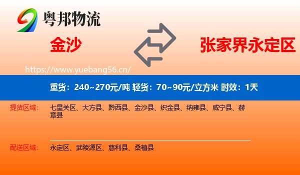 金沙到永定区物流专线名片