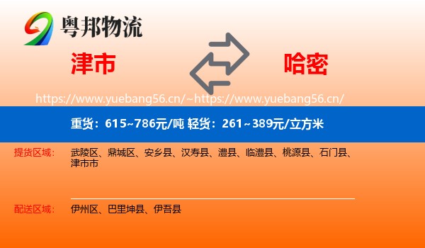 津市到哈密物流